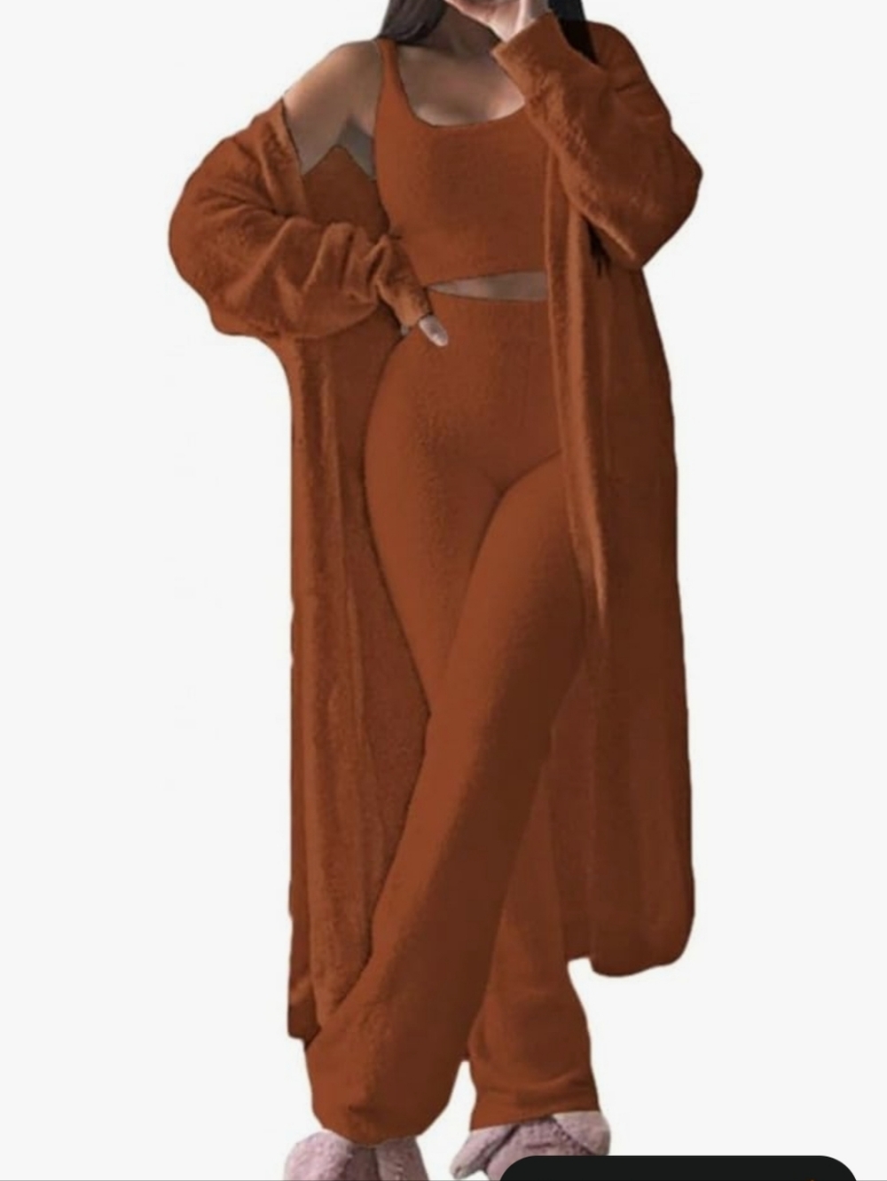 Cozy Red 3-Piece Fuzzy Loungewear Set